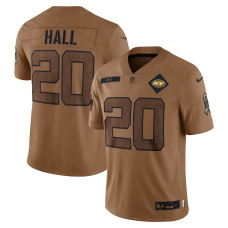 Men's - 2023 Salute To Service Breece Hall New York Jets Brown Limited Jersey