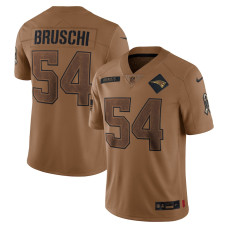 Men's - 2023 Salute To Service Tedy Bruschi New England Patriots Brown Retired Player Limited Jersey