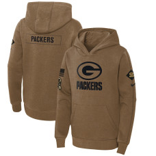 Youth - 2023 Salute To Service Club Green Bay Packers Brown Fleece Pullover Hoodie