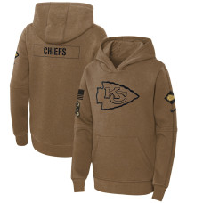 Youth - 2023 Salute To Service Club Kansas City Chiefs Brown Fleece Pullover Hoodie